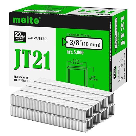meite JT21 Staples, 3/8 Inch Galvanized Fine Wire Staples by meite