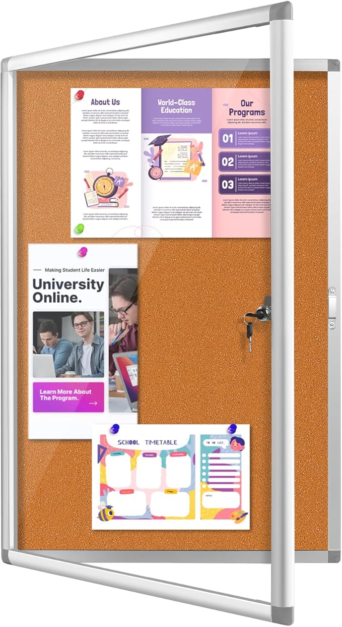 Outdoor Enclosed Bulletin Board, Weatherproof Cork Noticeboard by EnclosedBulletinBoard