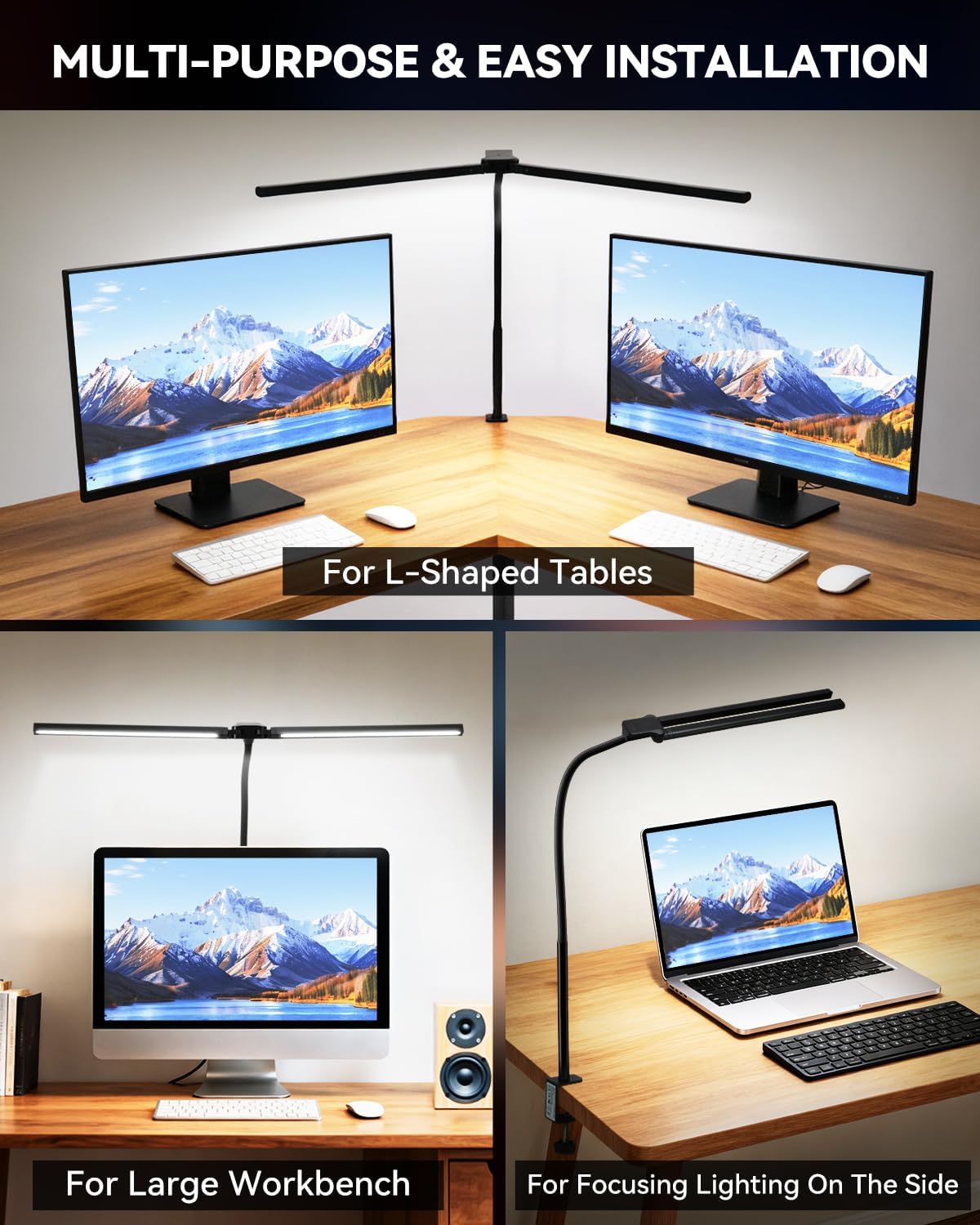LED Desk Lamp for Home Office, Stepless Dimming Architect Lamp with Clamp