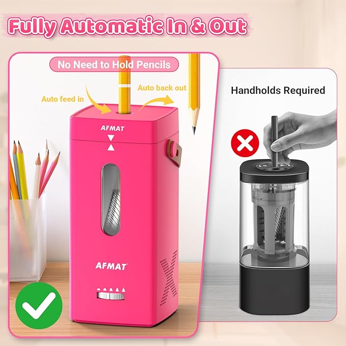 AFMAT Electric Pencil Sharpener, Fully Automatic Pencil Sharpener, Auto in & Out - Image 2