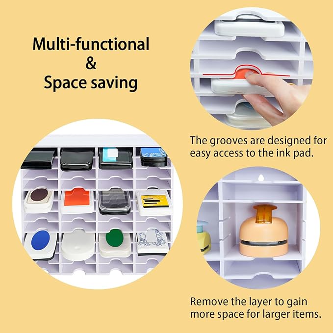 Krafetto 48 Grids Ink Pad Storage Rack, Wall-mountable Stamp Pad Organizer - Image 4