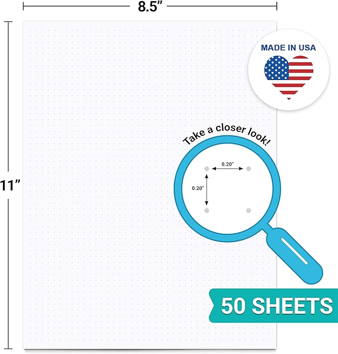 321Done Dot Grid Notepad – Dotted Graph Paper, Letter Size Large – Made in USA - Image 2