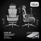 flow360 ergonomic mesh office chair with footrest, big&tall shown in use
