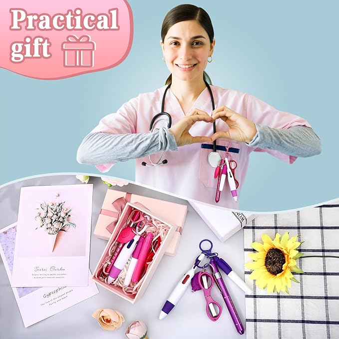 12 pcs Nurse Pen Set Two Colors Pink Purple Include Permanent Marker Pen Pen - Image 5
