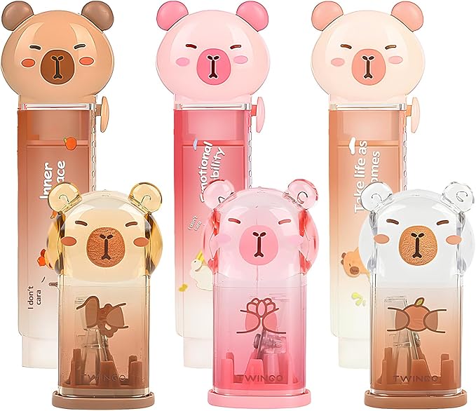 6Pcs Capybara Cute Stationery Set, Kawaii School Supplies, Including 3 Pencil by Unknown