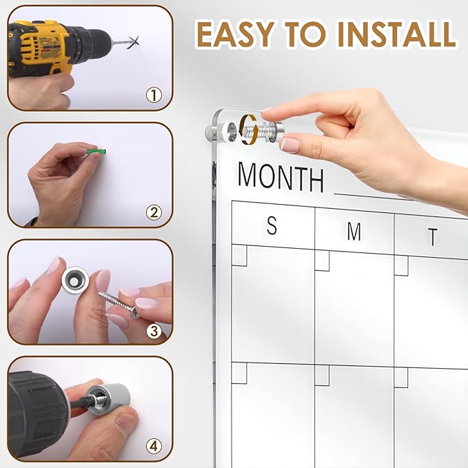 MAKELLO Acrylic Calendar for Wall 32" x 24", Monthly Whiteboard - Image 5
