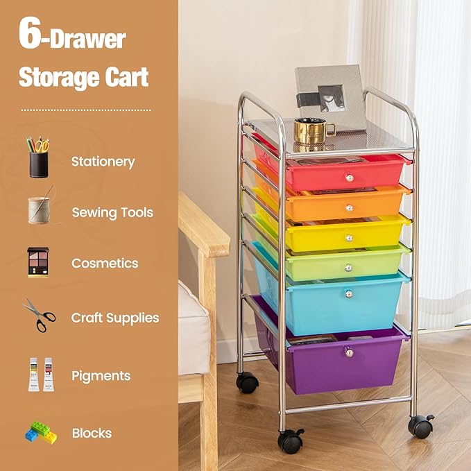 RELAX4LIFE 6-Drawer Rolling Storage Cart - Image 4