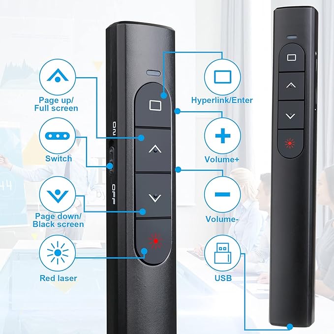 Presentation Clicker with Case, Wireless Presenter Remote with Laser Pointer - Image 3