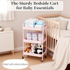 LIWNYRK 3 Tier Pink Rolling Cart - Image 3