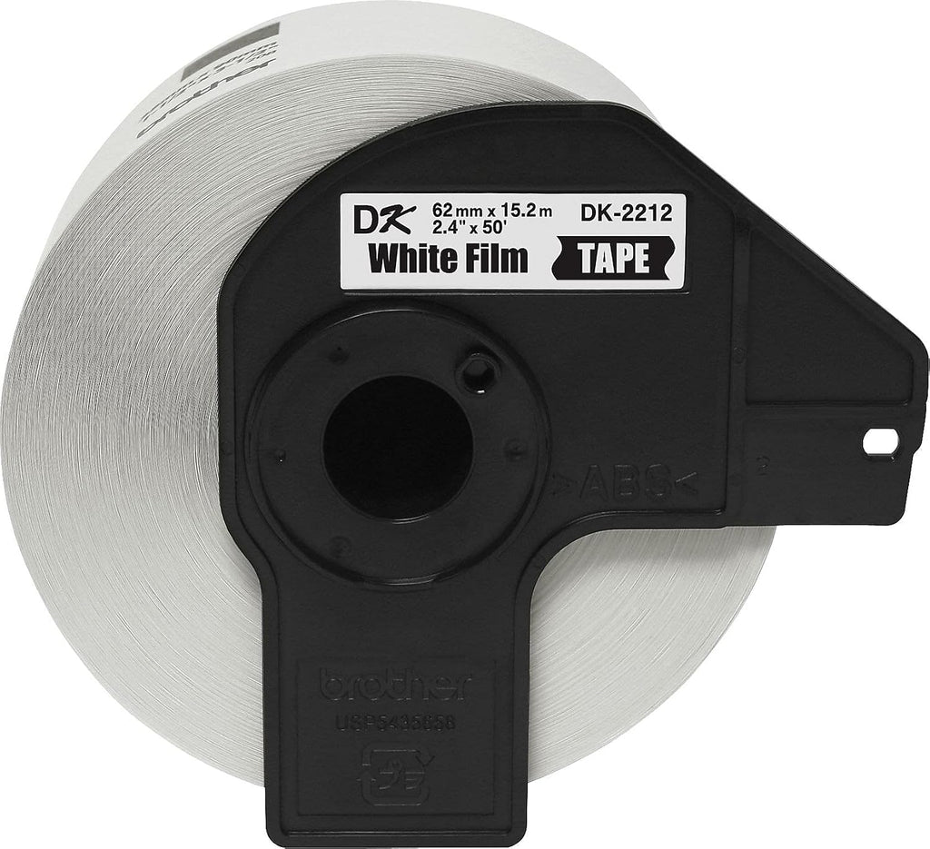 Brother Genuine DK-2212 Continuous Length Black on White Film Tape for Brother QL Label Printers, 2.4" x 50' (62mm x 15.2M), 1 Roll per Box, DK2212,Black/White