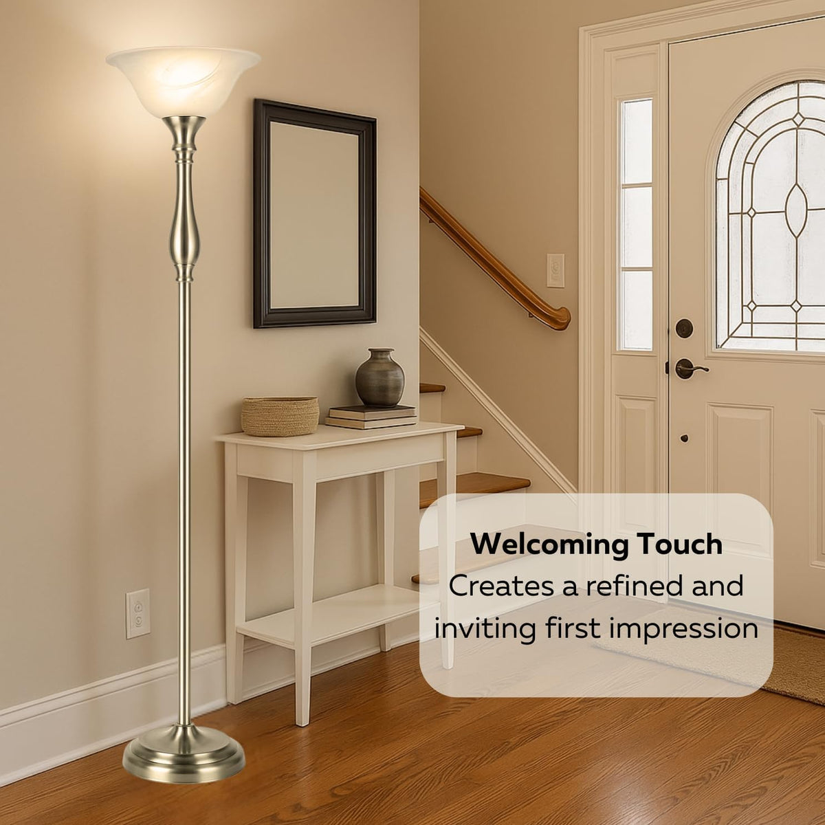 LIGHTACCENTS Torchiere Floor Lamp, 72", Brushed Nickel