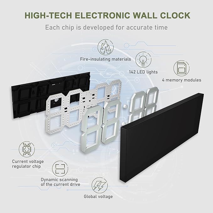 LED Large Digital Wall Clock, Oversize Digital Clock - Image 6