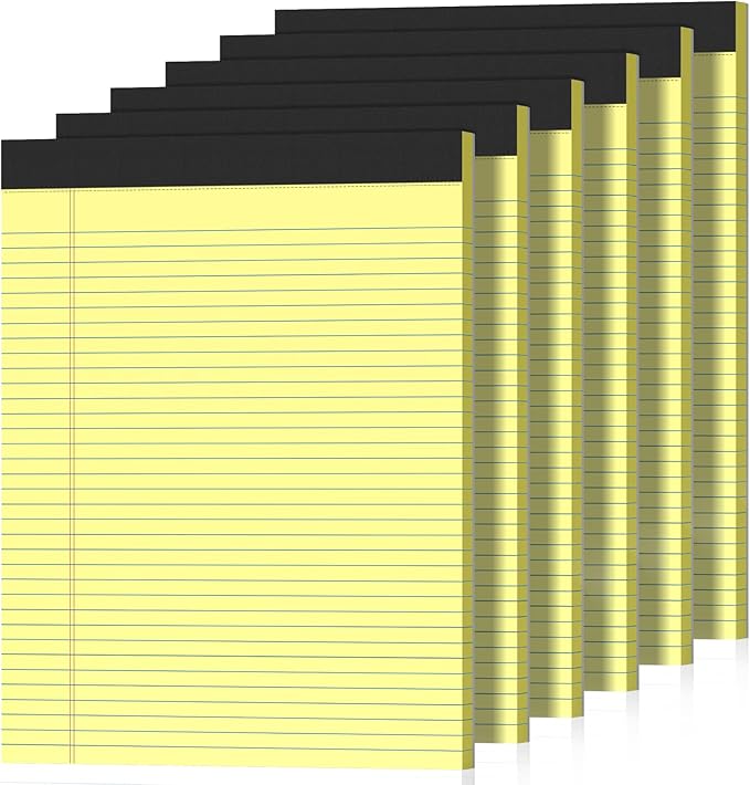 6 Pack Legal Pads 8.5" x 11" College Ruled Yellow Note Pads 8.5 x 11 Inch by Nichela