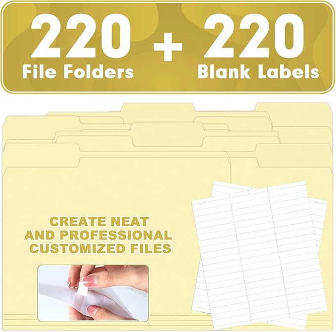 Manila Folders, HERKKA 220 Pack 1/3 Cut Tab File Folders, Manila Folders 8.5 x - Image 5