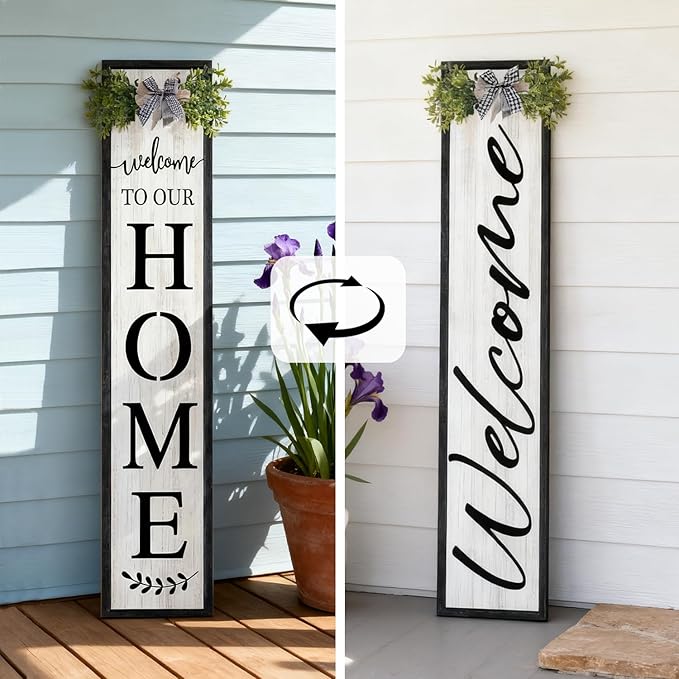 Double-sided Welcome to Our Home Wooden Sign Stand - Image 4
