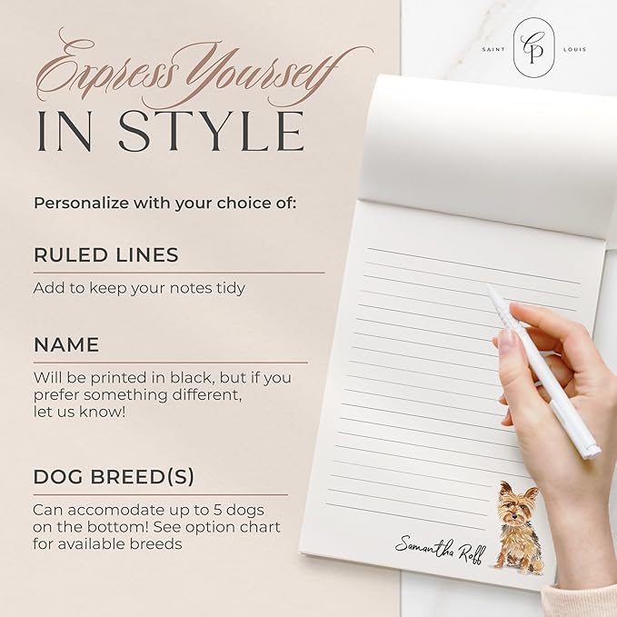 Personalized Stationery Dog Themed Note Pads, Choose from 85 Breeds Dog - Image 3
