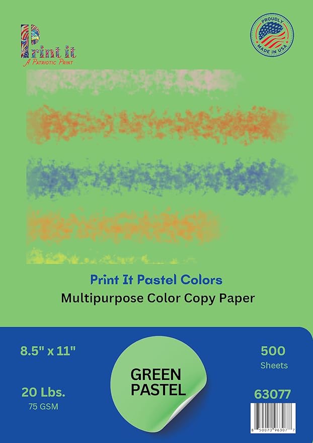 PrintIt Colors Multipurpose Paper, 20 lbs., 8.5" x 11", 500 Sheets/Ream – by Unknown