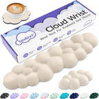 Cloud Wrist Rest Keyboard, Cloud Keyboard Wrist Pad Set with PU Leather Memory Foam, Cute Arm Rest for Palm Support, PC/Gaming Desk Accessories/Office Setup/Computer Hand Cushion - Beige