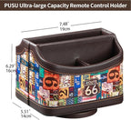 PUSU Remote Control Holder, Colorful Pattern Nightstand TV Caddy, PU Leather - Image 2