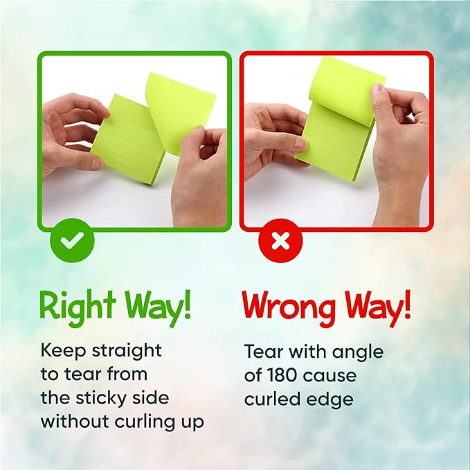 Lined Sticky Notes 3x3 Pack of 8, Bright Colored Super Self Sticky Pads - Image 3
