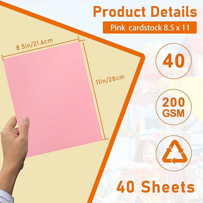 Guakicae 40 Sheets Candy Pink Cardstock 8.5 x 11 Scrapbooking Paper, 75lb - Image 2