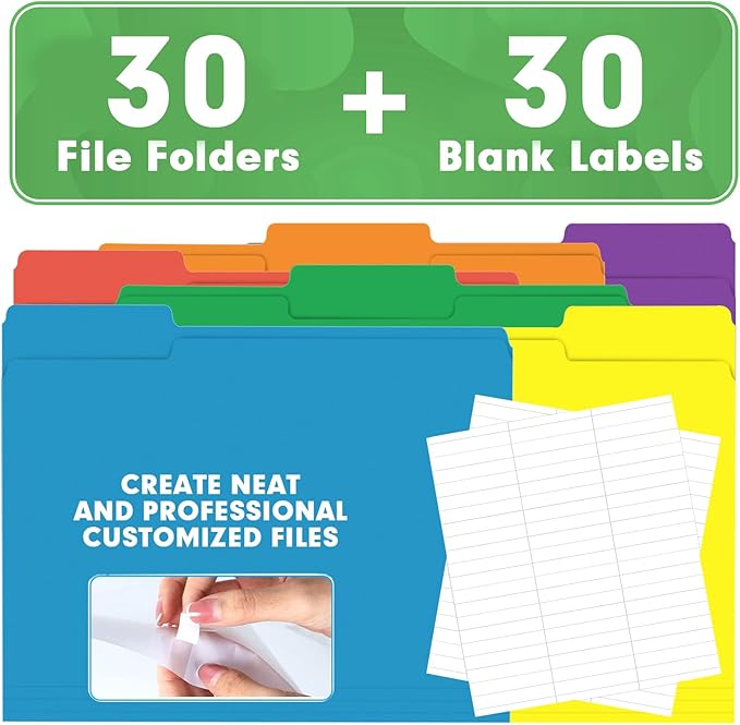 File Folder, HERKKA 30 Pack 1/3 Cut Tab File Folders, Colored File Folders - Image 6