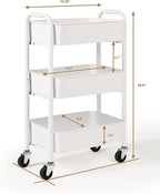 SunnyPoint 3-Tier Delicate Compact Rolling Metal Storage Organizer - Image 6