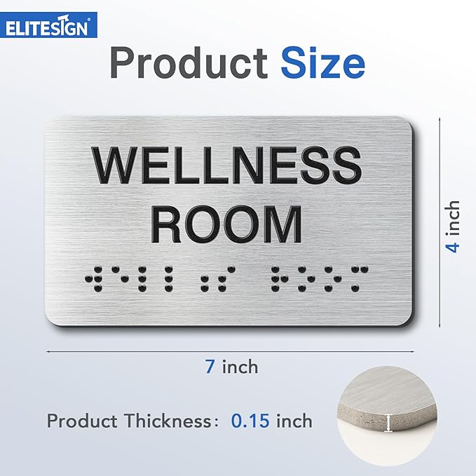 Office Signs with Raised Text & Grade 2 Braille, Brushed Aluminum/Silver Finish - Image 4