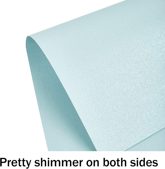 100 Sheets Blue Shimmer Cardstock 8.5 x 11 Metallic Paper, Goefun 80lb Card - Image 3