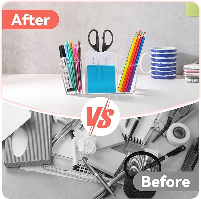 Zioffiel Scalloped Acrylic Pen Pencil Marker Cup Holder Organizer - Image 3
