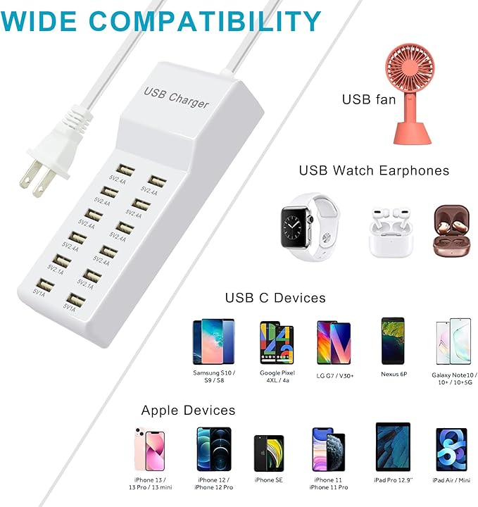 USB Charging Station with 12 Port Power Strip Fast Charging hub - Image 2