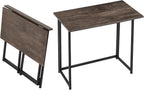 VECELO Folding Desk 31.5 Inch Writing Desk Home Office Sturdy Steel Laptop Table for Home Office Work Classic Brown