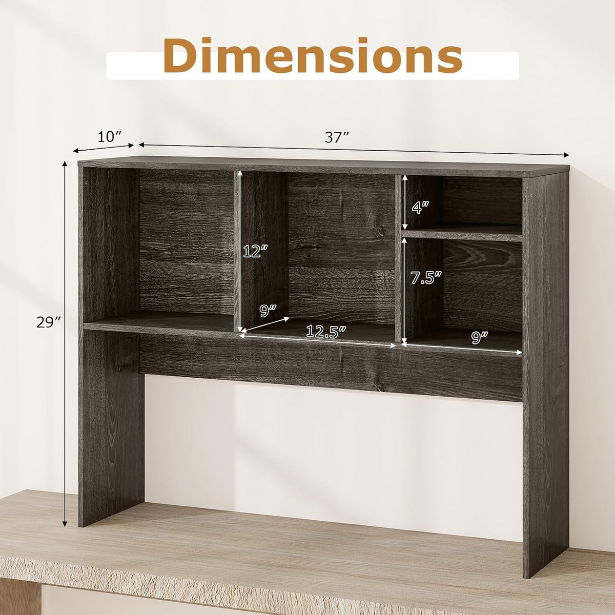GOFLAME 4 Cubes Desktop Bookshelf, 37” Tabletop Wood Desk Shelf for Computer ...
