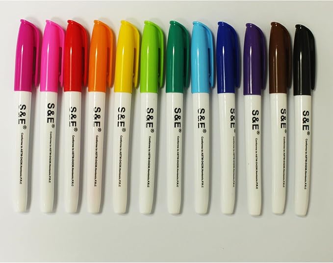 S & E TEACHER'S EDITION 96 Pcs Dry Erase Markers Colored markers 12 Assorted - Image 2