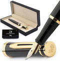 Wordsworth & Black Fountain Pen Set, 18K Gilded Bent Nib, Includes 24 Pack Ink by WordsworthBlack