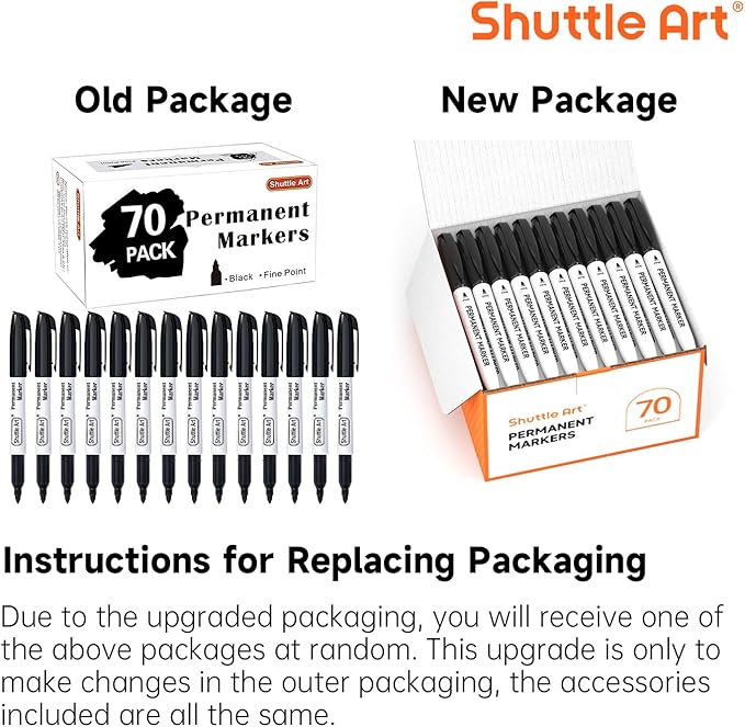 Shuttle Art Permanent Markers, 70 Pack Black Permanent Marker set, Fine Point - Image 8