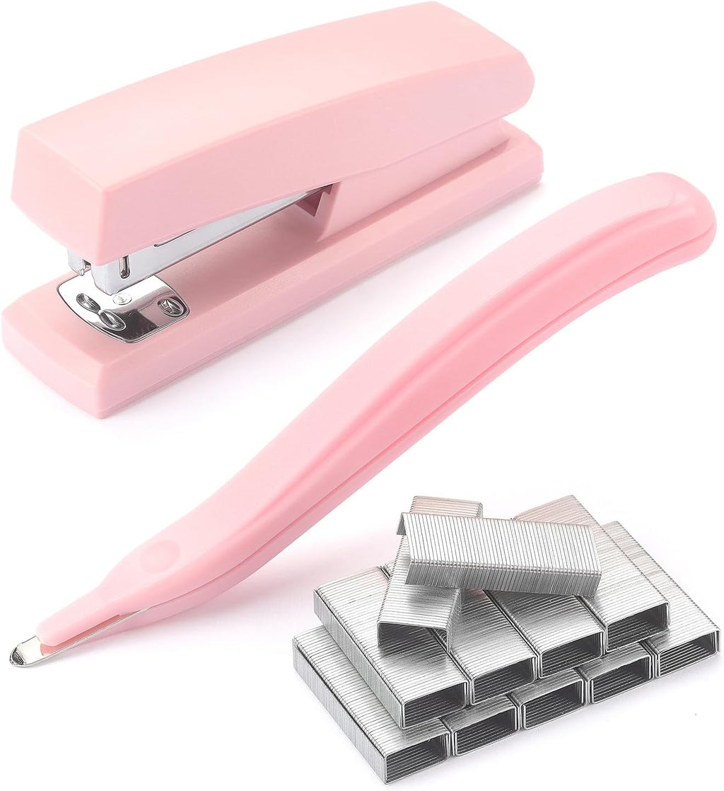 ZZTX Desktop Stapler with Remover & 1000 Staples Pink | Durable & sturdy, Office & home