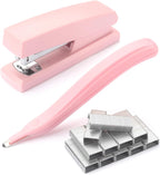ZZTX Desktop Stapler with Remover & 1000 Staples Pink | Durable & sturdy, Office & home