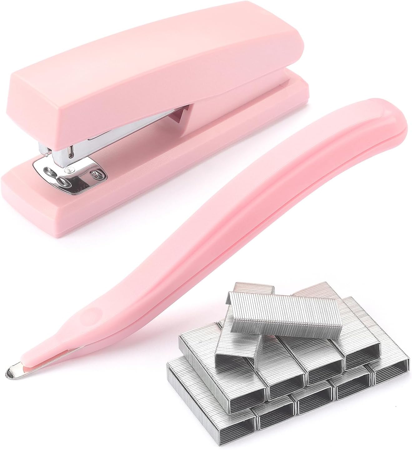 ZZTX Desktop Stapler with Remover & 1000 Staples Pink | Durable & sturdy, Office & home