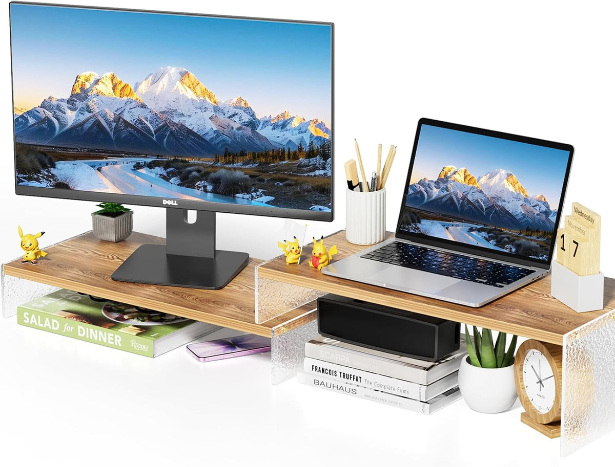 YGYQZ Adjustable Monitor Stand Riser, 9.4" ×19.3" Dual Monitor Desk...