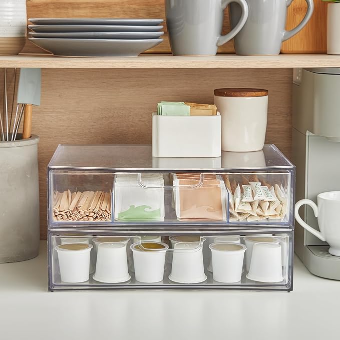 STORi STAX Plastic Stackable Organizer Drawers Clear | 12.5" Wide | Set - Image 5