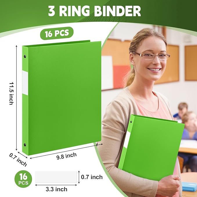 Henoyso 16 Pcs 3 Ring Binder 0.5 Inch Round Fits Letter Size 8.5'' x 11'' Paper - Image 2