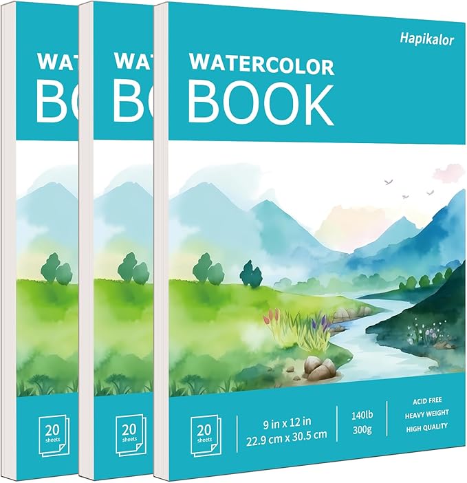 Hapikalor 3-Pack 9"x12"Watercolor Paper Pad, Bulk College Essentials, Teacher by Hapikalor