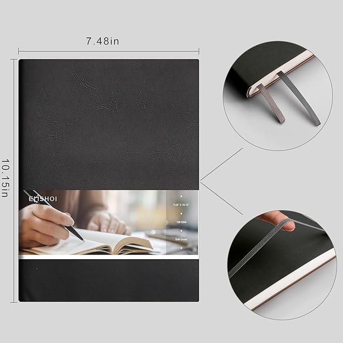 EMSHOI Dotted Journal Bullet Notebook, B5 Large Softcover Leather Journal - Image 4