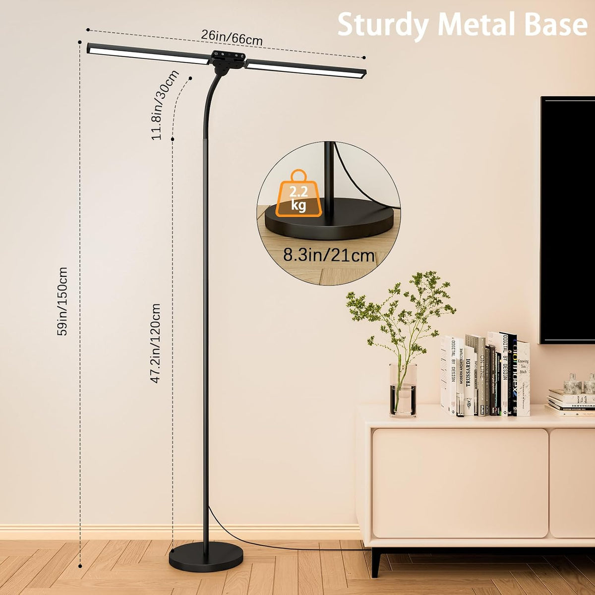 SIBRILLE 24W LED Floor Lamp, Dual Head Dimmable Modern Reading Lamp, Standing...