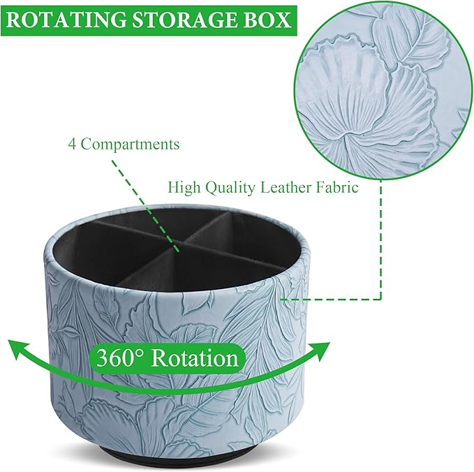 Hennaja Round Leather Art Supply Organizer, Remote Control Holder, 360 Degree - Image 3