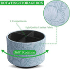 Hennaja Round Leather Art Supply Organizer, Remote Control Holder, 360 Degree - Image 3