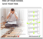 4NM No Assembly 6 Tiers Folding Bookshelf Storage Shelves Vintage Bookcase - Image 7