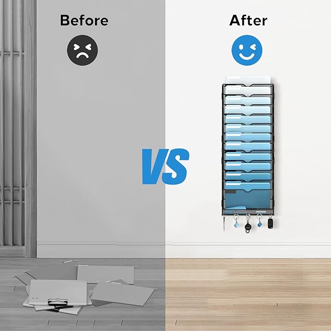 SUPEASY 13-Tier Wall File Organizer, Wall File Holder - Image 7
