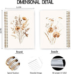 JWVK Fall Wildflower Spiral Notebook, Vintage Boho Neutral Floral Notebooks - Image 2